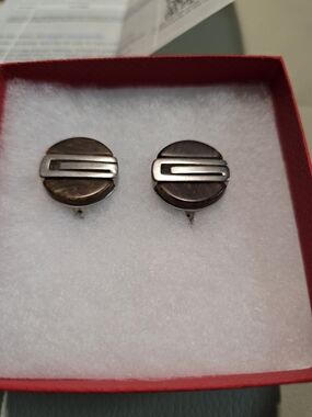 Givenchy Brown and Silver Round Clip On Earrings